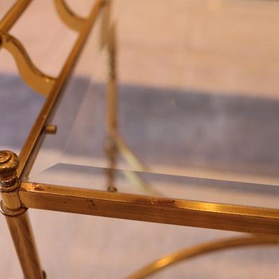 Brass & Glass Top Regency Style Coffee Cocktail Table