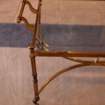 Brass & Glass Top Regency Style Coffee Cocktail Table