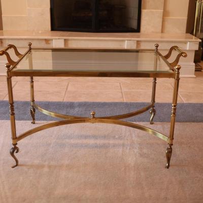 Brass & Glass Top Regency Style Coffee Cocktail Table