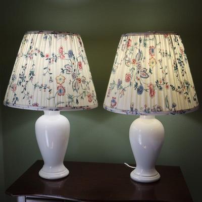 Pair of Table Lamps with Floral Shades