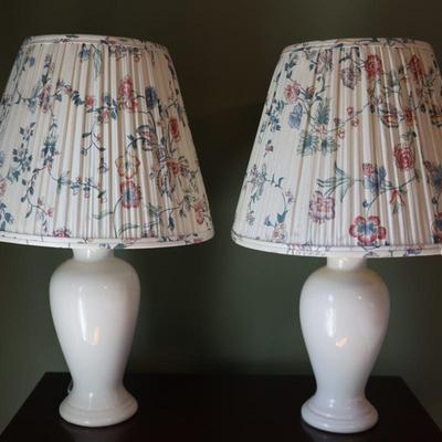 Pair of Table Lamps with Floral Shades