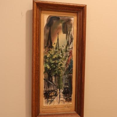 Framed Original Watercolor "Pirates Alley"