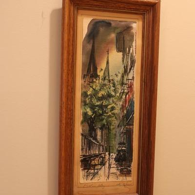 Framed Original Watercolor "Pirates Alley"