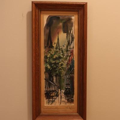 Framed Original Watercolor "Pirates Alley"