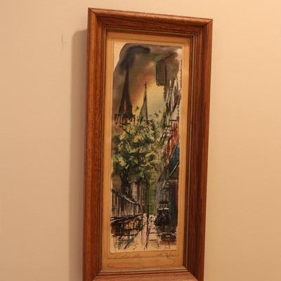 Framed Original Watercolor "Pirates Alley"