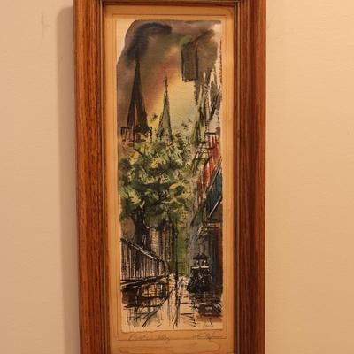 Framed Original Watercolor "Pirates Alley"