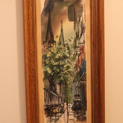 Framed Original Watercolor "Pirates Alley"