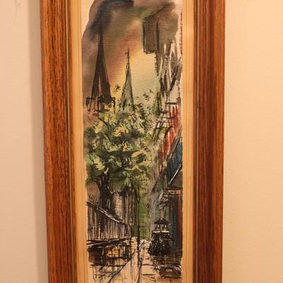 Framed Original Watercolor "Pirates Alley"