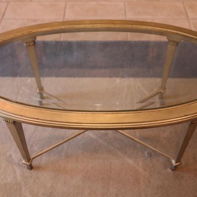 Hickory Oval Glass Coffee Table