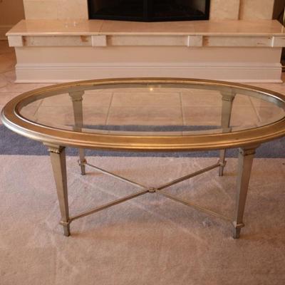 Hickory Oval Glass Coffee Table