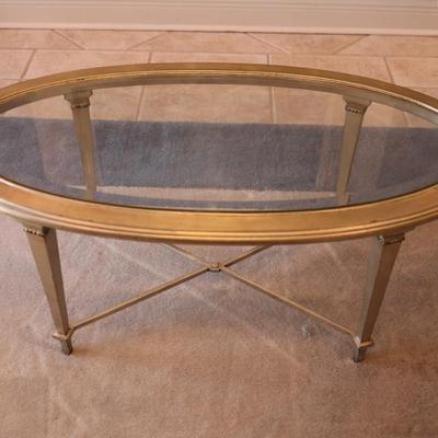 Hickory Oval Glass Coffee Table