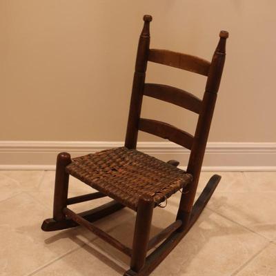 Vintage Child's Woven Rocking Chair (See Details)