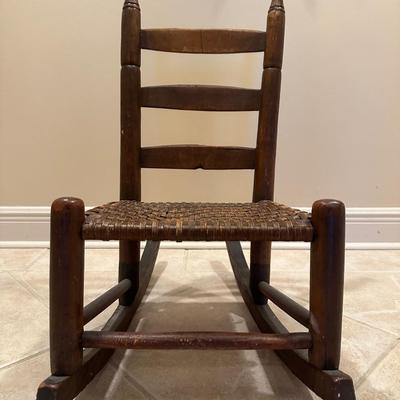 Vintage Child's Woven Rocking Chair (See Details)