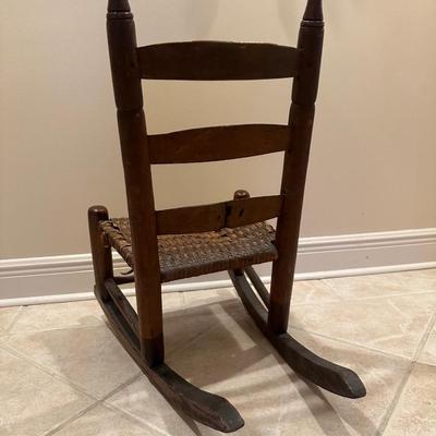 Vintage Child's Woven Rocking Chair (See Details)