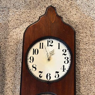 2 MATCHING END TABLES AND A WALL CLOCK