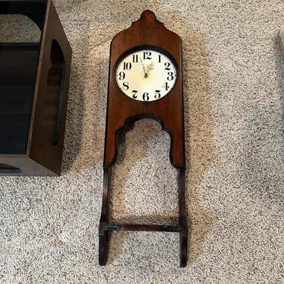 2 MATCHING END TABLES AND A WALL CLOCK
