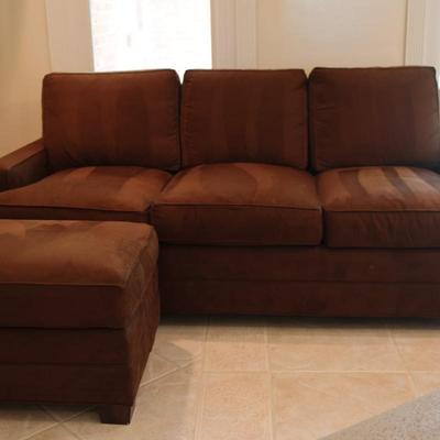 Hickory Chair Brown Polyester Sofa with Ottoman