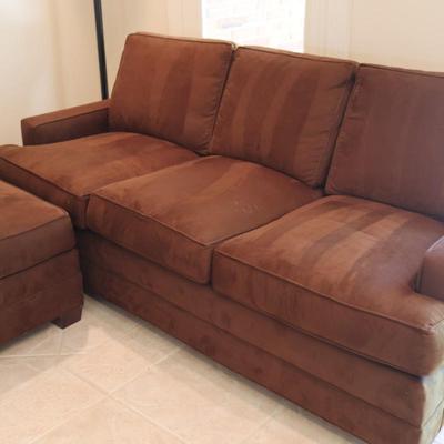 Hickory Chair Brown Polyester Sofa with Ottoman