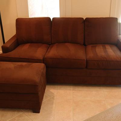 Hickory Chair Brown Polyester Sofa with Ottoman