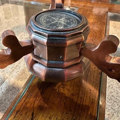 INLAID SEMI-PRECIOUS STONE WORLD GLOBE WITH A COMPASS