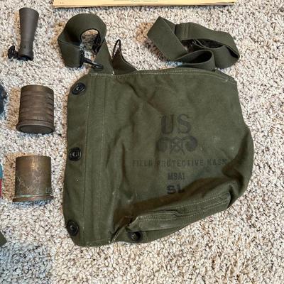 VARIOUS PAPER TARGETS, CARBINE MAGAZINES, SPENT SHELLS, MILITARY CANVAS BAGS AND MORE