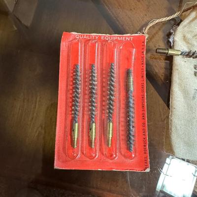 HORNADY PISTOL POWDER MEASURE FOR RELOADING, SPENT SHOTGUN SHELLS FOR RELOADING AND BORE CLEANING BRUSHES
