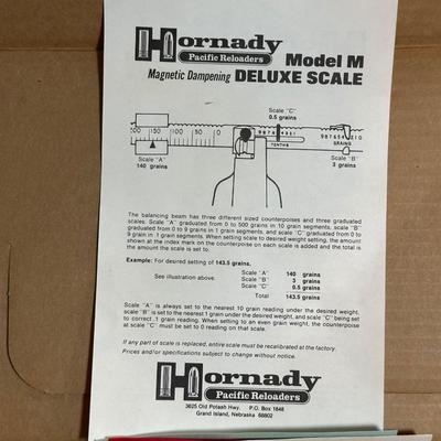 HORNADY MODEL M DELUXE SCALE FOR RELOADING, BORE CLEANING BRUSHES AND GUN CLEANING PATCHES