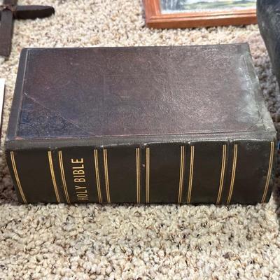 ANTIQUE BIBLES, TRAIN RAIL SPIKE CROSSES AND THE 10 COMMANDMENTS