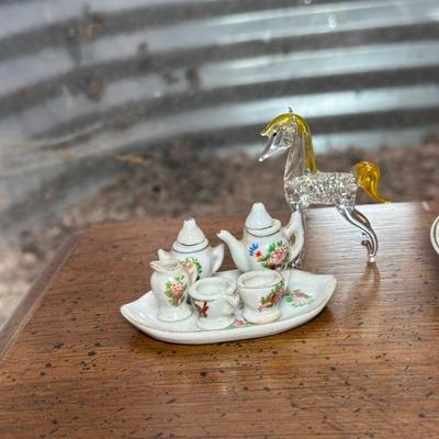 DISNEY PRODUCTIONS TEACUP AND SAUCER, OCCUPIED JAPAN MINIATURE TEA SET PLUS MORE