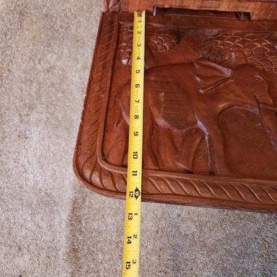 Vintage Hand Carved Chair Elephants Jungle