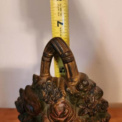 Heavy Cast Iron Bouquet Basket Door Stop Bookend