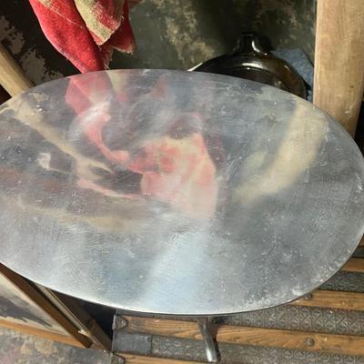 Silver Aluminum Traditional Accent Table