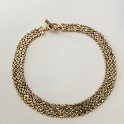 Vintage, gold, toned, honeycomb, collar necklace