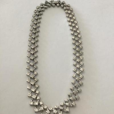 Vintage silver toned chain choker necklace