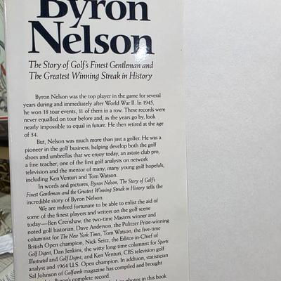 Golfer Byron Nelson autographed book, plus golfer figurine