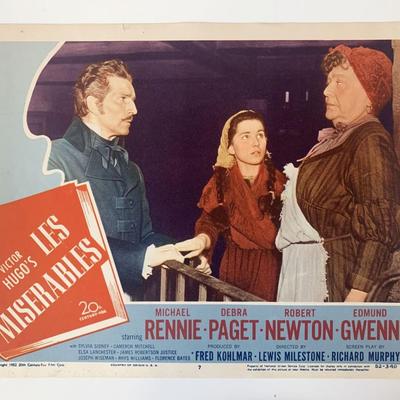 Les Misérables original 1952 vintage lobby card