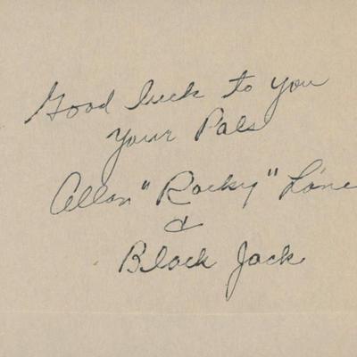 Allan "Rocky" Lane signed note