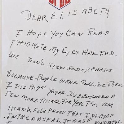 Louise Veronica Arnold signed note