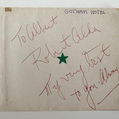 Actor Robert Alda signed note