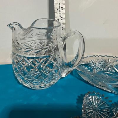 Crystal Juice Pitcher with Serving Dishes