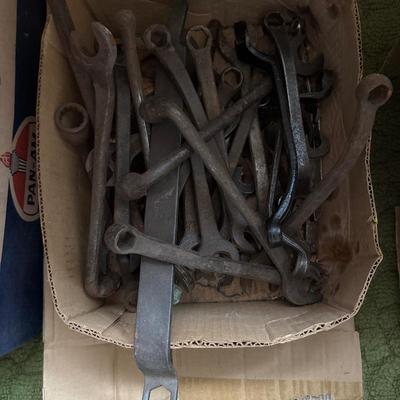 Box of assorted wrenches