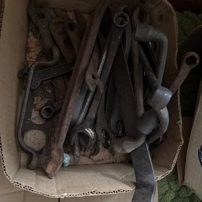 Box of assorted wrenches