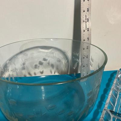 Crystal Bowl and 3 section Platter