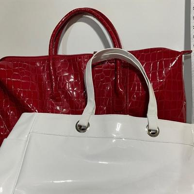 Red Elizabeth Arden Oversized Tote, Plus White Tote