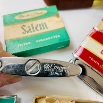 Lot 517: Vintage Eight Ball Lighter, Salem and Winston Cigarettes Branded Lighters, Pipe,Ashtray and More