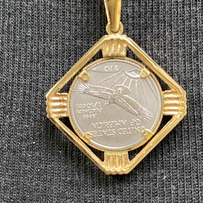 14K Gold Framed Liberty Coin Necklace