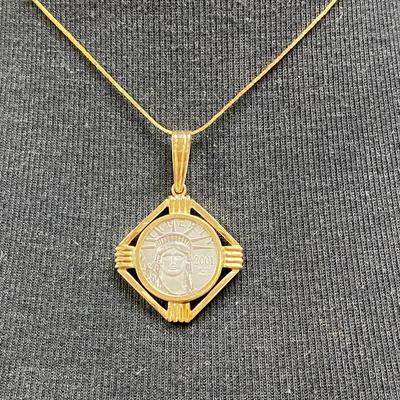 14K Gold Framed Liberty Coin Necklace