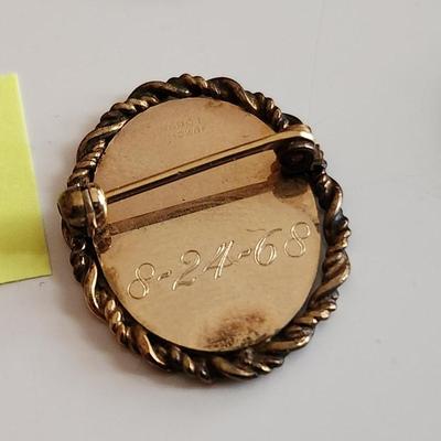 Gold Initial Pin and Earrings
