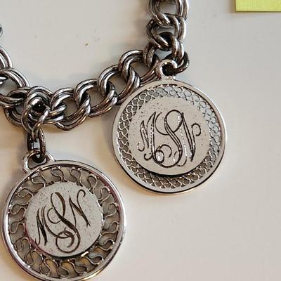 Sterling Initial Bracelet and Metal Heart Bracelet