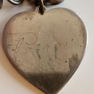Sterling Initial Bracelet and Metal Heart Bracelet